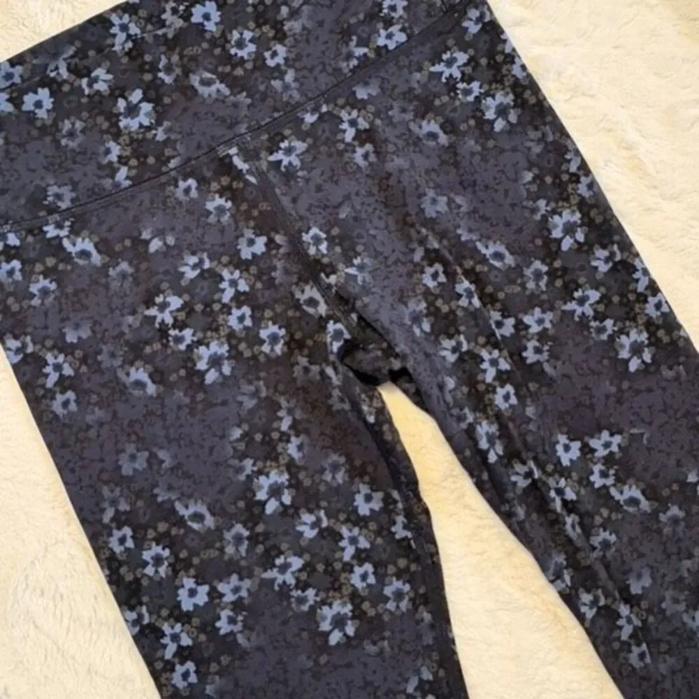 All In Motion Girls Floral Leggings Navy Blue Size L (10/12)
